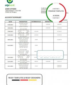Hungary OTP Bank statement template in Word and PDF format