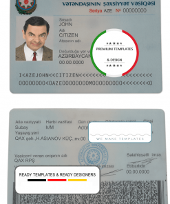 Azerbaijan driver license template in PSD format, fully editable, with all fonts