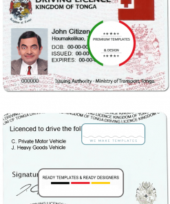 Tonga driving license template in PSD format, fully editable