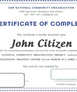 USA Completion certificate template in Word and PDF format, version 3