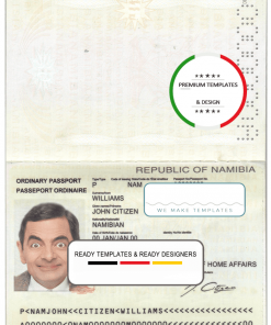 Namibia passport template in PSD format, fully editable