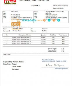 USA MEC Industry and Trade Co invoice template in Word and PDF format, fully editable