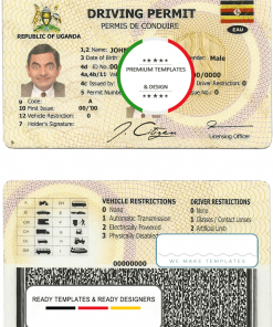 Uganda driving license template in PSD format, fully editable