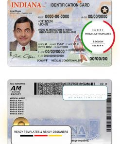 USA Indiana state ID template in PSD format, fully editable