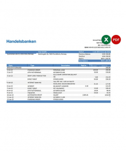 Norway Handelsbank statement Excel and PDF template