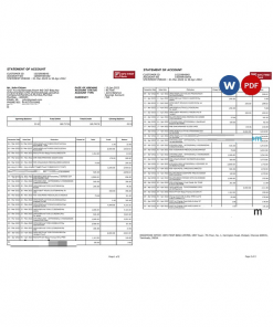 India IDFC First bank statement Word and PDF template, 2 pages