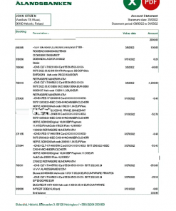 Finland Aland bank statement Excel and PDF template