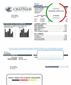 USA Village of Chatham utility bill template in Word and PDF format