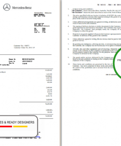 USA Mercedes-Benz invoice template in Word and PDF format, fully editable