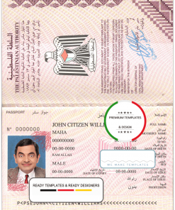 Palestine passport template in PSD format, fully editable, with all fonts