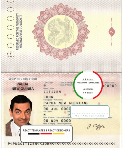 Papua New Guinea passport template in PSD format