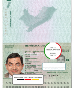 Peru passport template in PSD format, fully editable