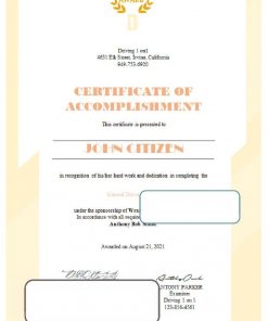USA Driving Certificate template in Word and PDF format