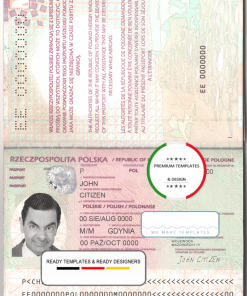 Poland passport template in PSD format, fully editable