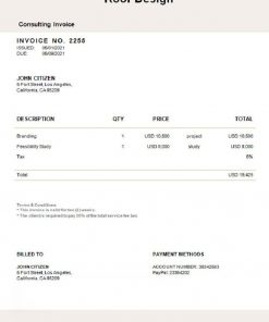 USA Roof Design invoice template in Word and PDF format, fully editable