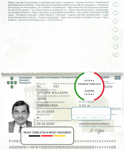 Portugal passport template in PSD format