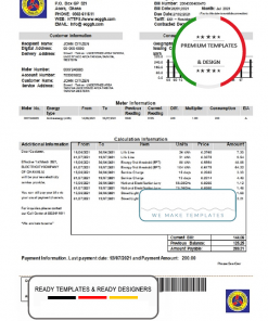 Ghana Electricity Company of Ghana utility bill template in Word and PDF format