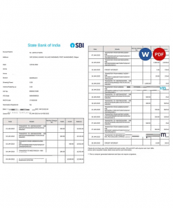 India State Bank of India (SBI) bank statement Word and PDF template, 2 pages