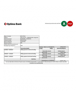 Kyrgyzstan Optima bank statement Excel and PDF template