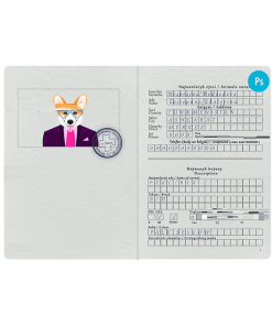 Turkmenistan dog (animal, pet) passport PSD template, fully editable
