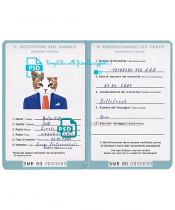 San Marino cat (animal, pet) passport PSD template, fully editable
