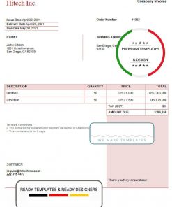 USA Hitech Inc. invoice template in Word and PDF format, fully editable