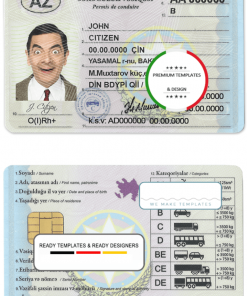 Azerbaijan driving license template in PSD format, fully editable, with all fonts (2013 – present)