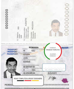 Romania passport template in PSD format