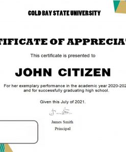 USA Graduation Appreciation certificate template in Word and PDF format