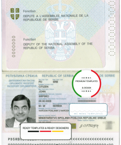 Serbia Democratic passport template in PSD format