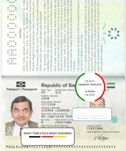 Sierra Leone passport template in PSD format, fully editable