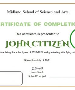 USA Graduation certificate template in Word and PDF format