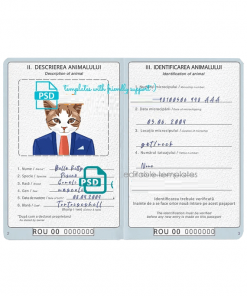 Romania cat (animal, pet) passport PSD template, fully editable