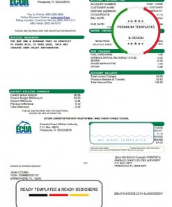 USA ECUA utility bill template in Word and PDF format