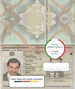 Somalia (Soomaaliya) passport template in PSD format, fully editable