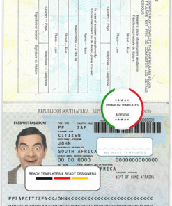 South Africa passport template in PSD format