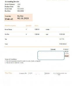USA The Elm Premier invoice template in Word and PDF format, fully editable