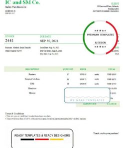 USA IC and SM Co. invoice template in Word and PDF format, fully editable