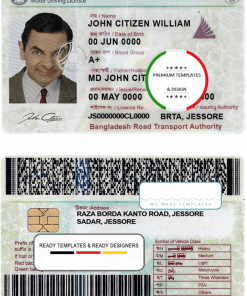 Bangladesh driving license template in PSD format, completely editable, version 2