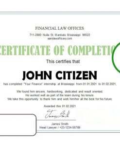 USA Law Internship certificate template in Word and PDF format