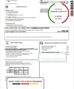 Italy Enel electricity utility bill template in Word and PDF format