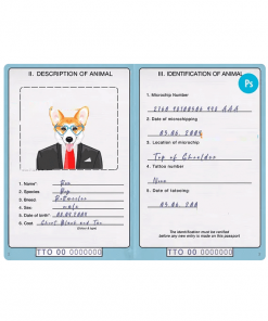 Trinidad and Tobago dog (animal, pet) passport PSD template, fully editable