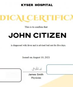 USA Medical certificate template in Word and PDF format, version 2