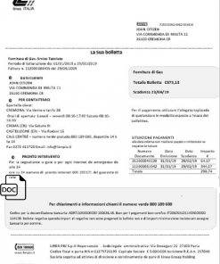 Italy Linea Italia utility bill template in Word and PDF format