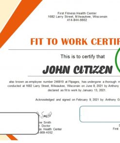USA Medical Fitness certificate template in Word and PDF format