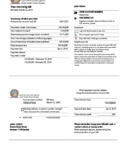 Jordan Jordanian Electric Power Co JEPCO electricity utility bill template in Word and PDF format