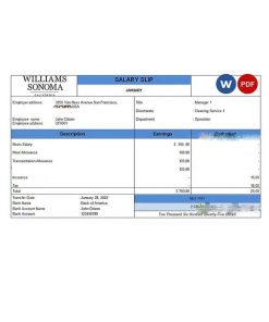 USA retail company employee sheet template in Word and PDF format, version 2