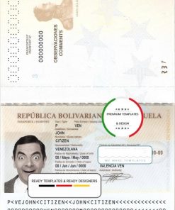 Venezuela passport template in PSD format, fully editable