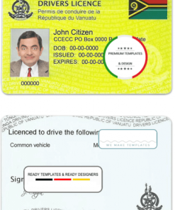 Vanuatu driving license template in PSD format, fully editable, with all fonts