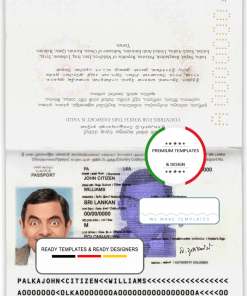 Sri Lanka passport template in PSD format